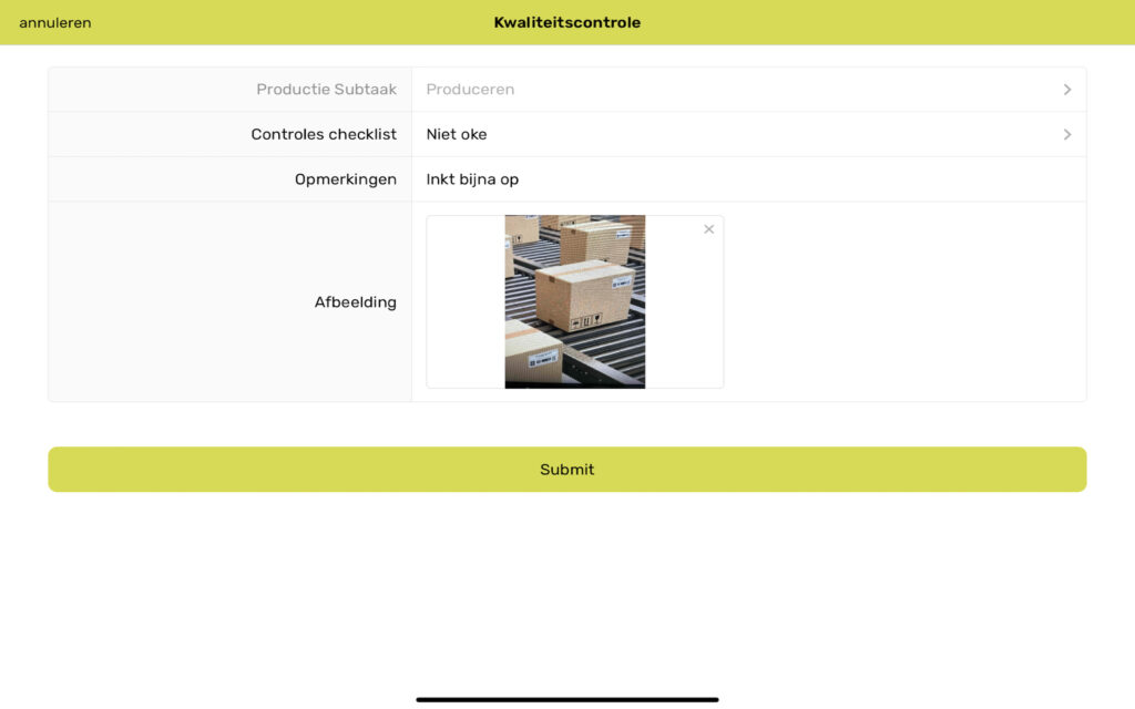 Aziri Productieplanner - Kwaliteitscontroles