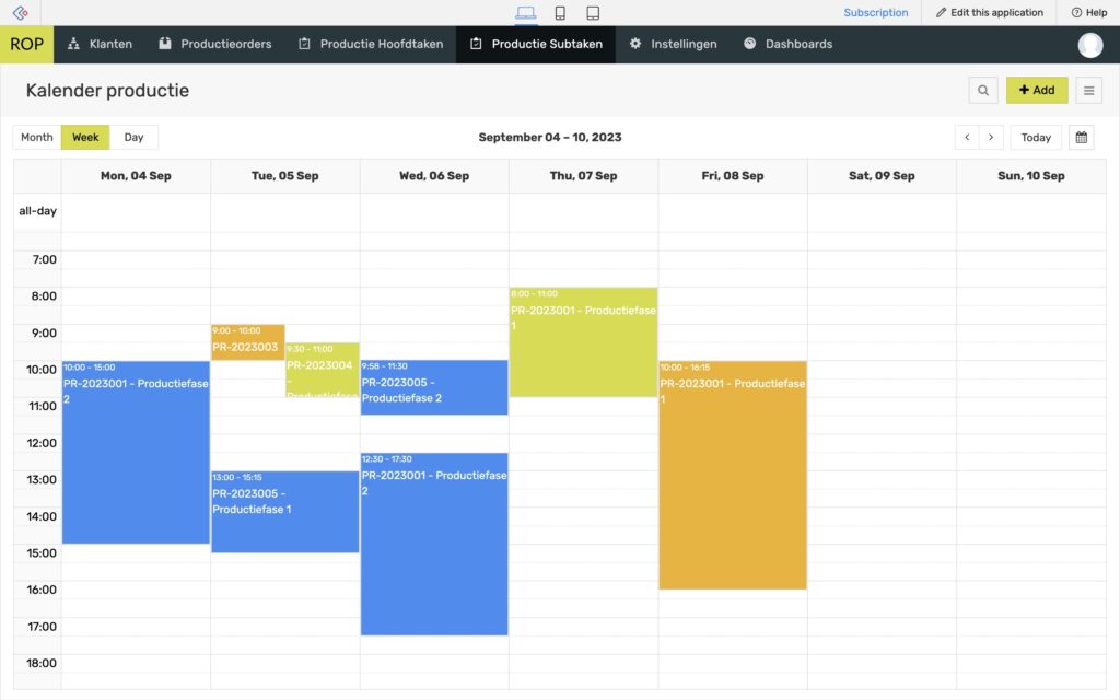 Aziri Productieplanner - Productieplanning