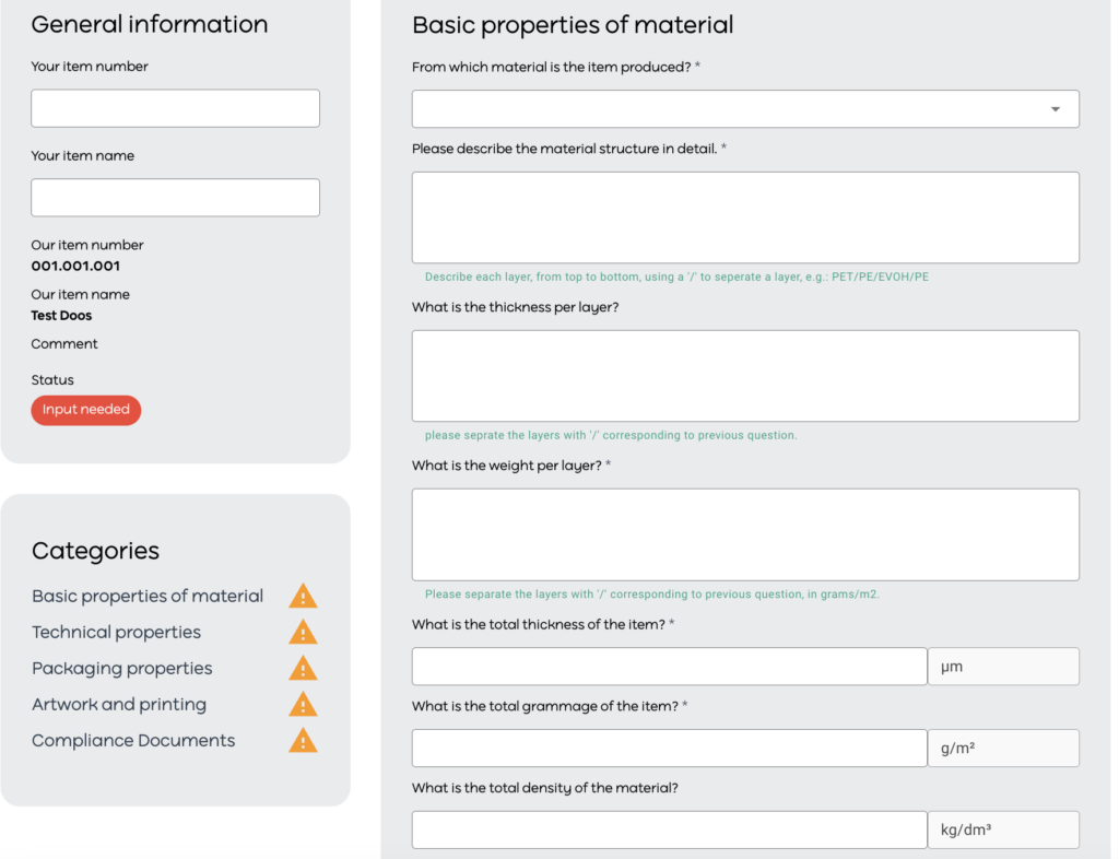 Specifications Platform voorbeeld